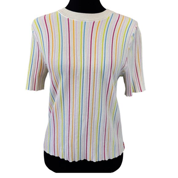 KUHL X RTR Women's Cream Rainbow Striped The Jenna Top Size Medium - Picture 4 of 9